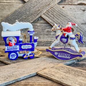 Pair of Kansas State Wildcat Danbury Mint Ornaments with tags. See Description